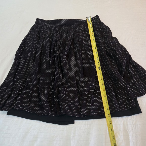 Linda Allard Ellen Tracy Silk Skirt Zip Back Pleated Lined Polka Dot Black 8 - Picture 5 of 9